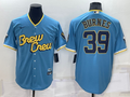Men's Milwaukee Brewers Corbin Burnes Blue Stitched Jersey