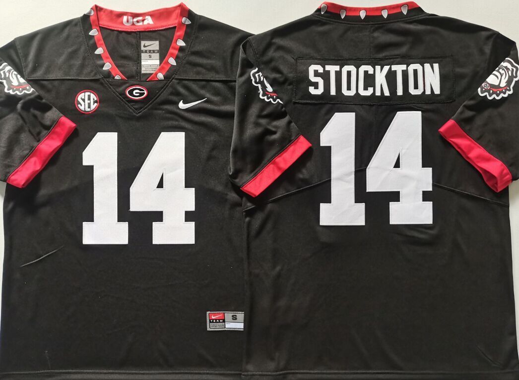 Men's Georgia Bulldogs Gunner Stockton #14 Black Player Jersey