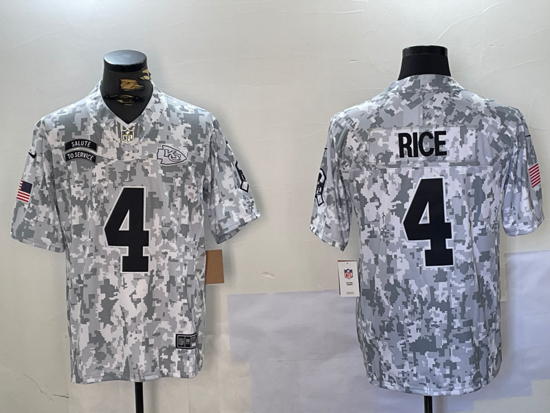 Men's Kansas City Chiefs Rashee Rice Arctic Camo 2024 Salute to Service Limited Jersey