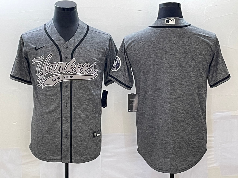 Men's New York Yankees Gray Replica Blank Jersey1 Joint Edition
