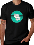Cute Cat Graphic T-Shirt - Stylish Mens Tee