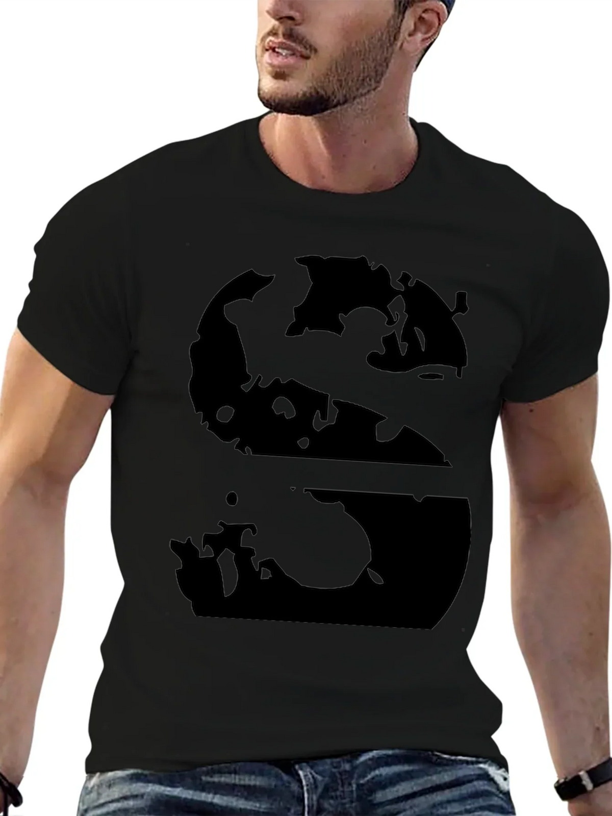 Abstract S Graphic Black T-Shirt