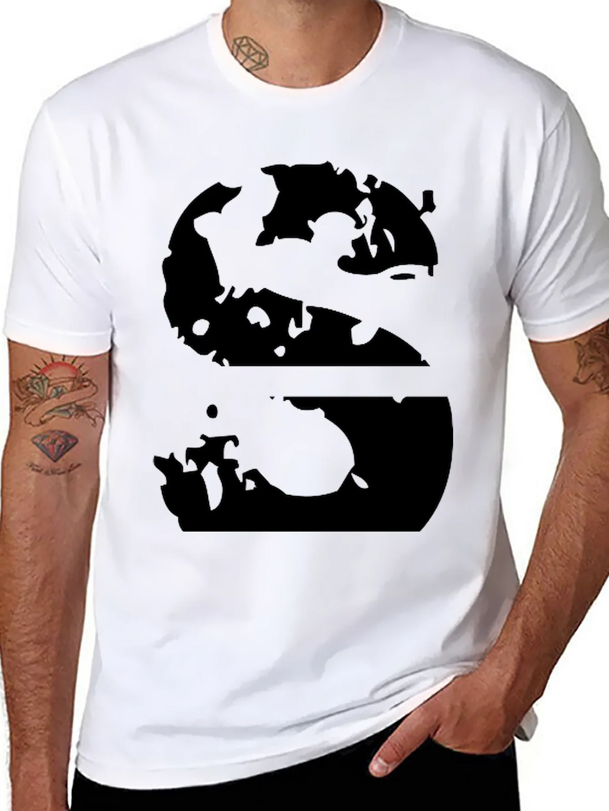 Abstract S Graphic Black T-Shirt