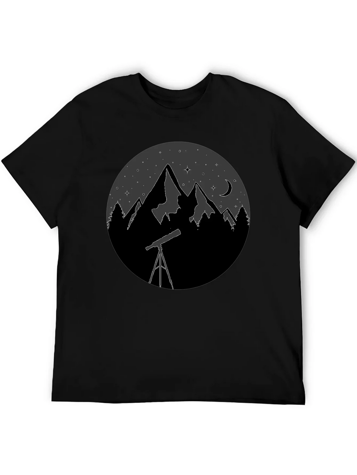 Night Sky Telescope Mountain Graphic Tee