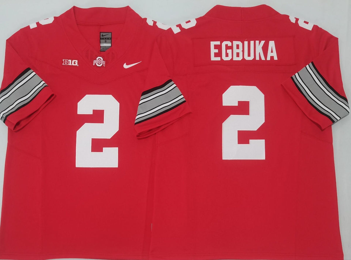 Men's Ohio State Buckeyes Emeka Egbuka #2 Red Player Jersey