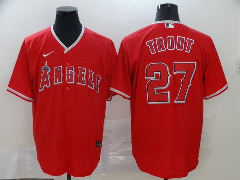 Men's Los Angeles Angels Mike Trout Red Stitched Jersey