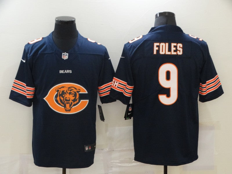 Men's Chicago Bears Nick Foles #9 Navy Game Player Jersey1