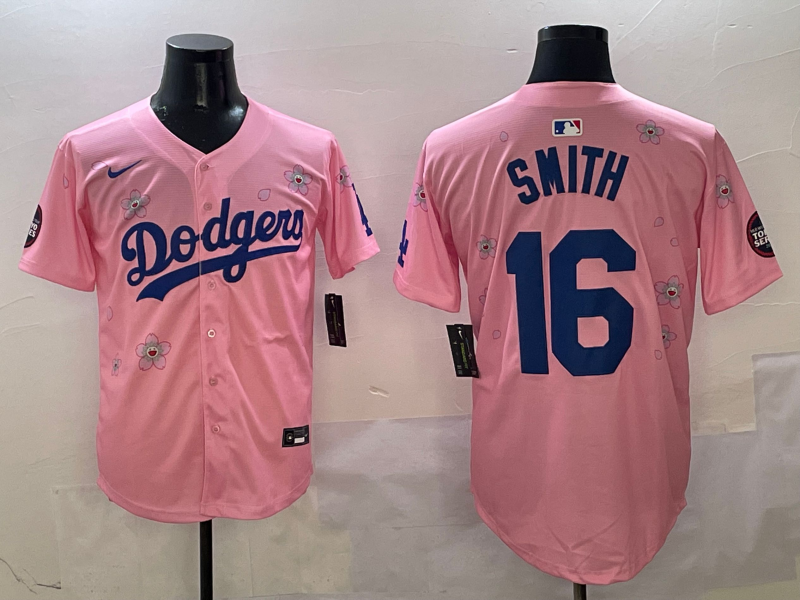 Men's Los Angeles Dodgers Will Smith #16 Pink Replica Player Jersey