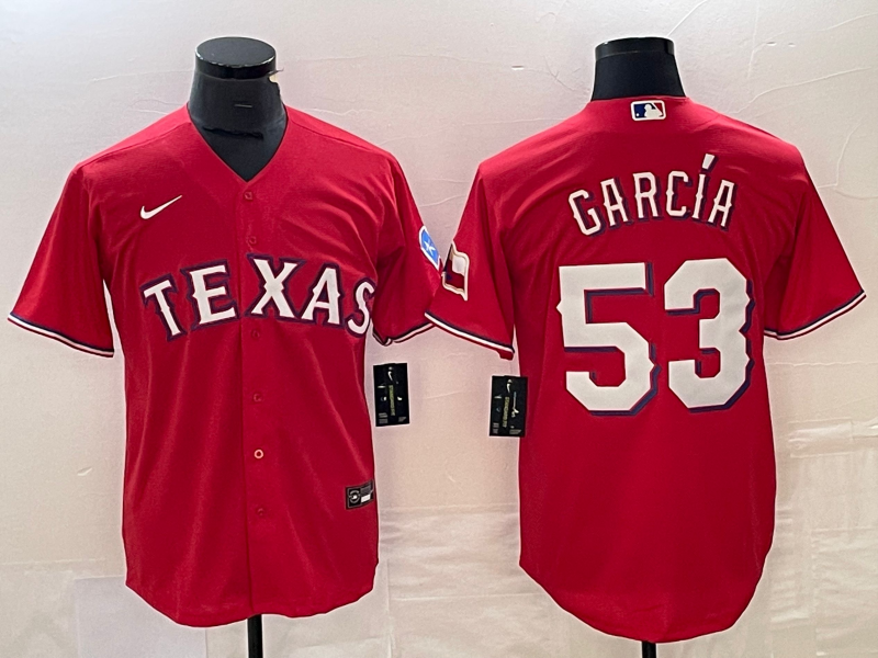 Men's Texas Rangers Adolis Garcia #53 Red Replica Player Jersey1