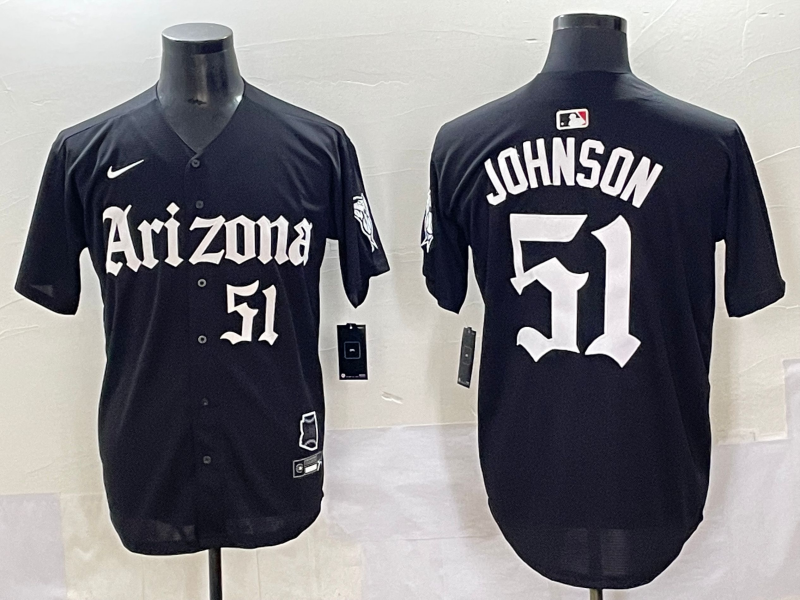 Men's Arizona Diamondbacks Randy Johnson Black Replica Player Jersey