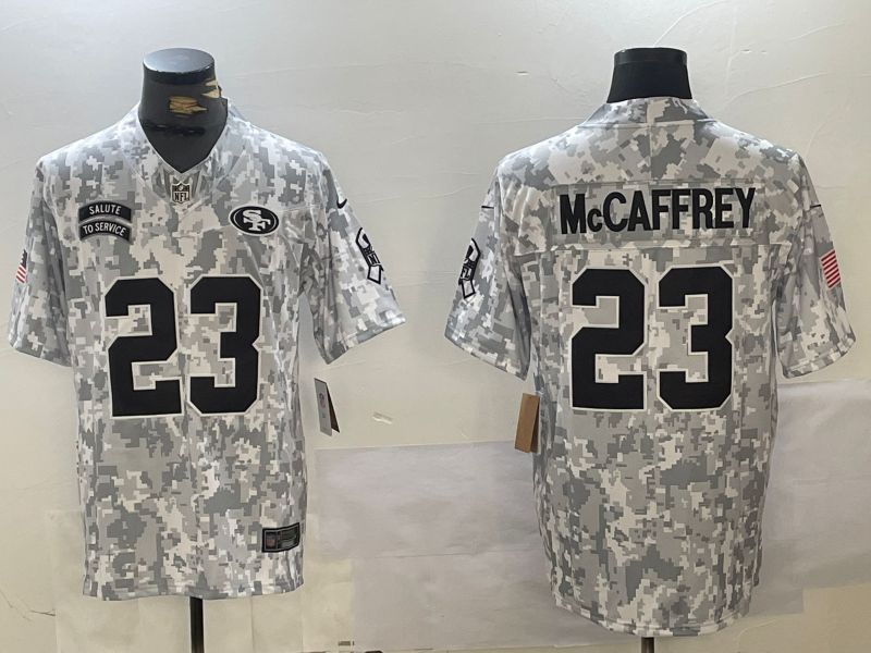 Men's San Francisco 49ers Christian McCaffrey Arctic Camo 2024 Salute to Service Limited Jersey