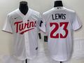 Men's Minnesota Twins Royce Lewis #23 White Home Replica Player Jersey1