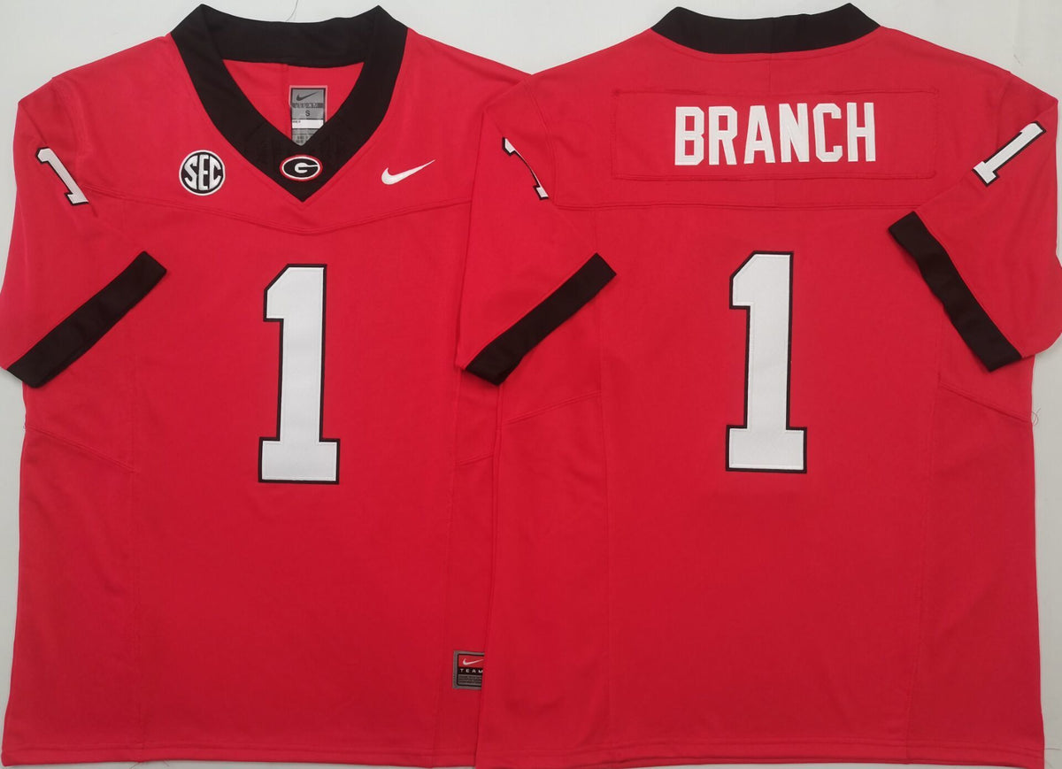 Men's Georgia Bulldogs Zachariah Branch #1 Red Player Game Jersey