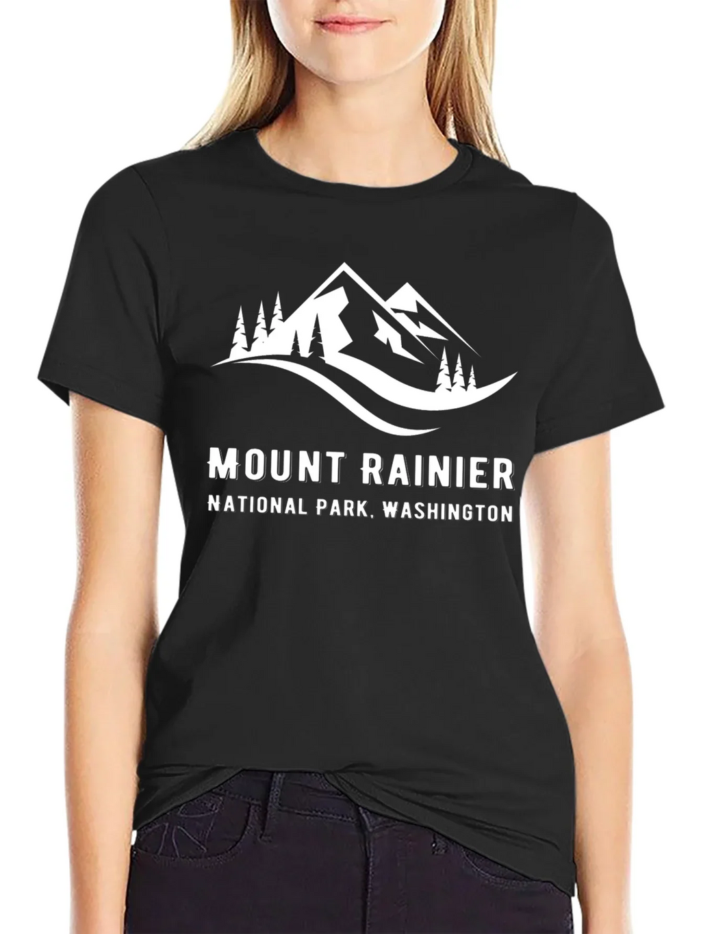 Mount Rainier National Park Black T-Shirt