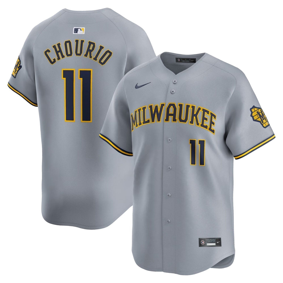 Jackson Chourio Milwaukee Brewers Road Limited Jersey - Gray