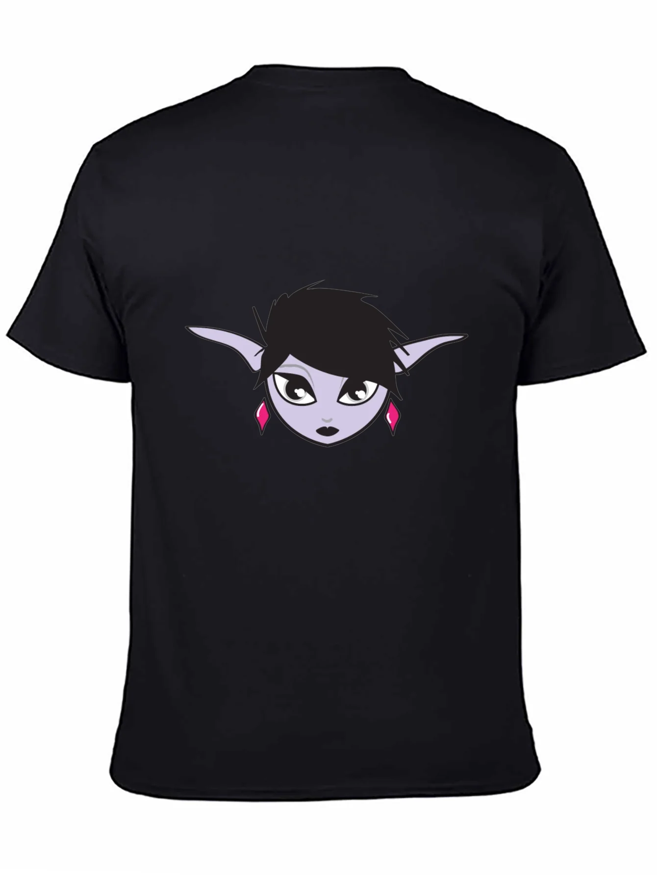 Black T-Shirt with Elf Girl Graphic Tee
