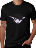 Black T-Shirt with Elf Girl Graphic Tee