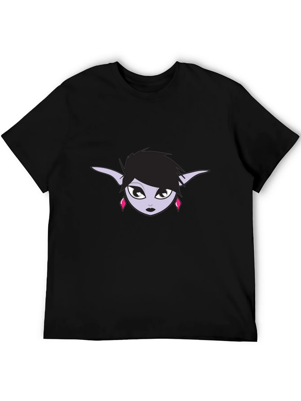 Black T-Shirt with Elf Girl Graphic Tee