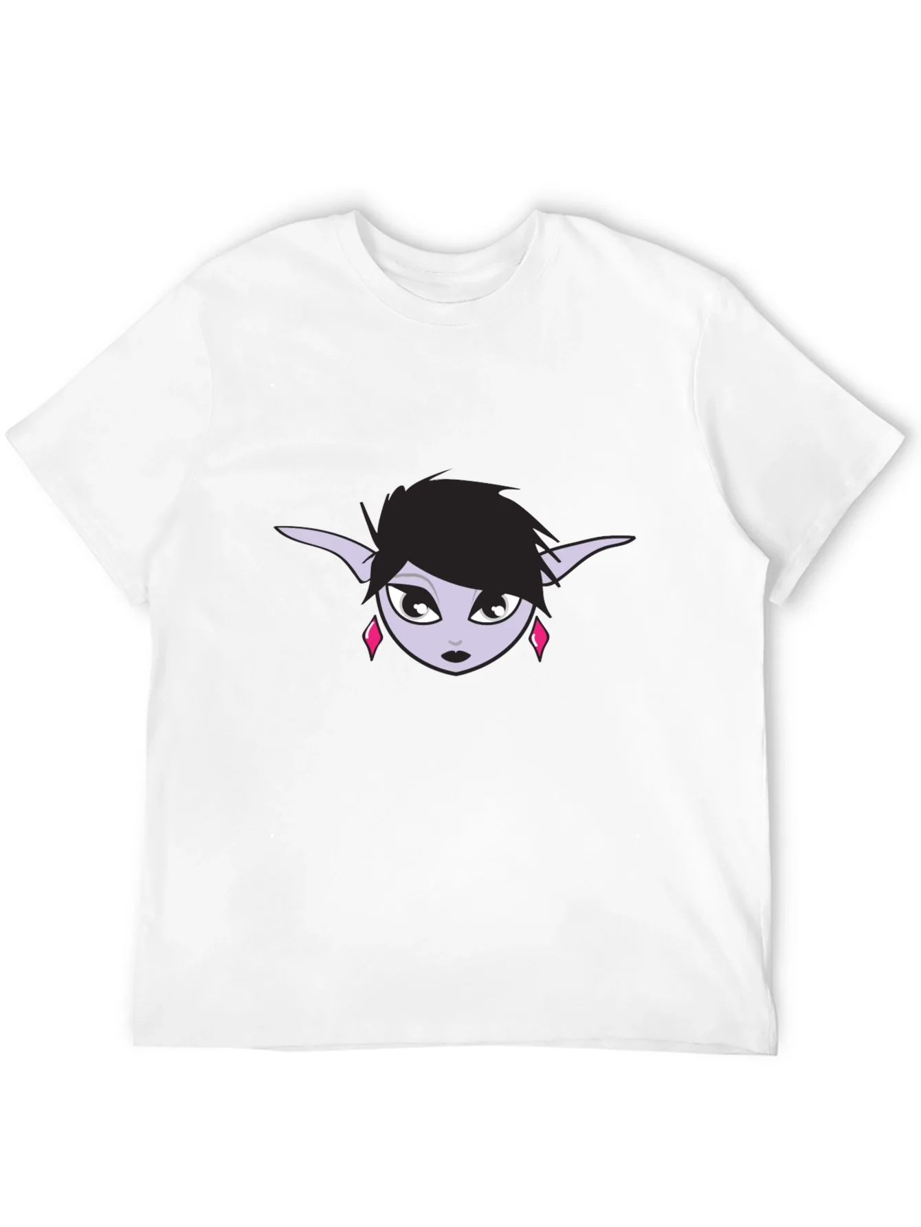 Black T-Shirt with Elf Girl Graphic Tee