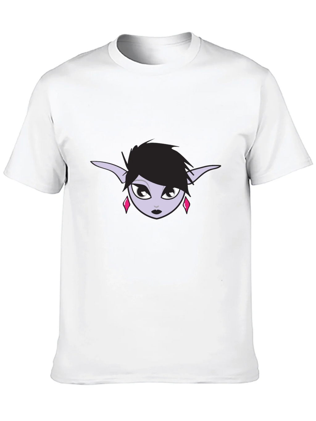 Black T-Shirt with Elf Girl Graphic Tee