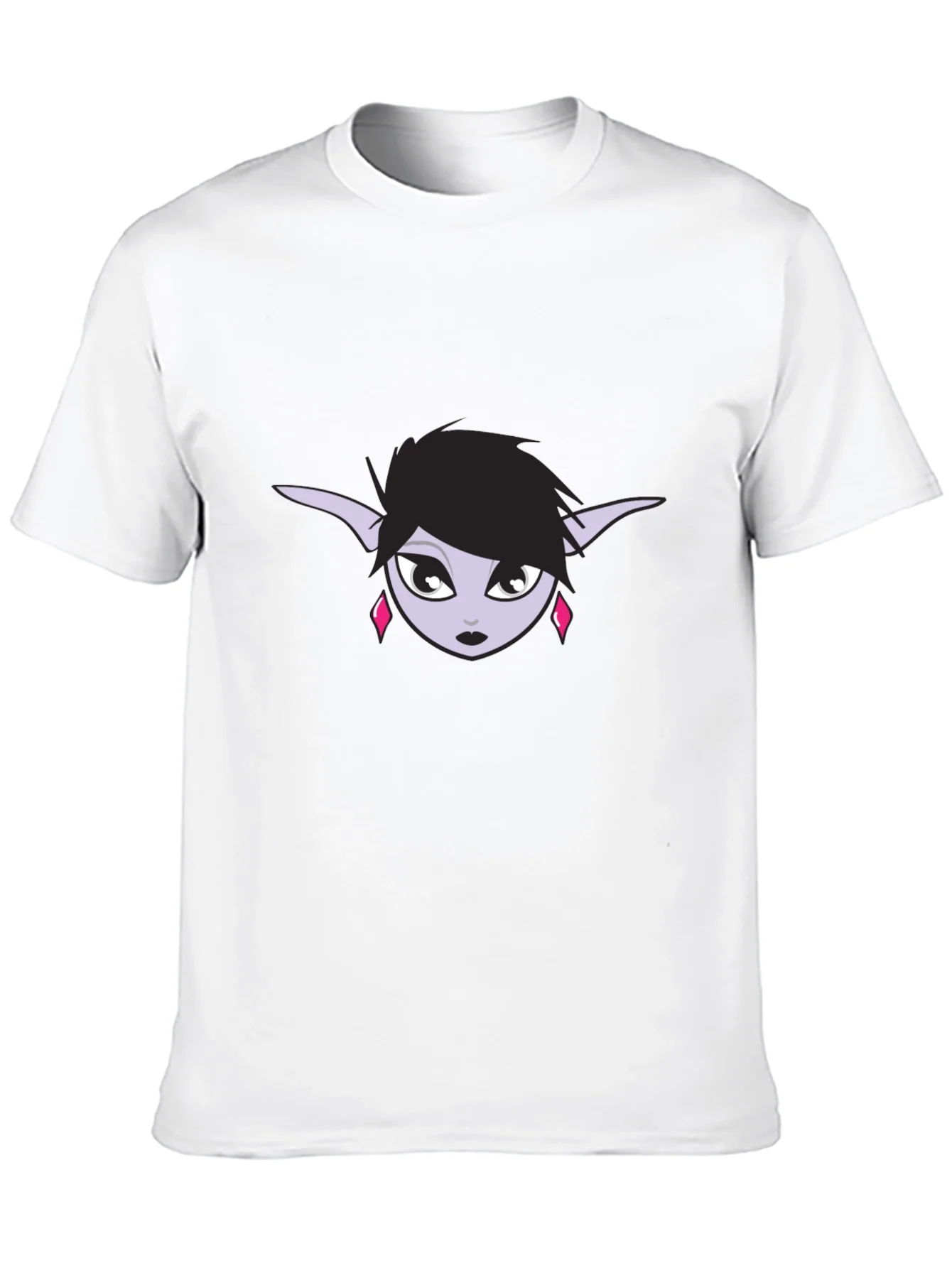 Black T-Shirt with Elf Girl Graphic Tee