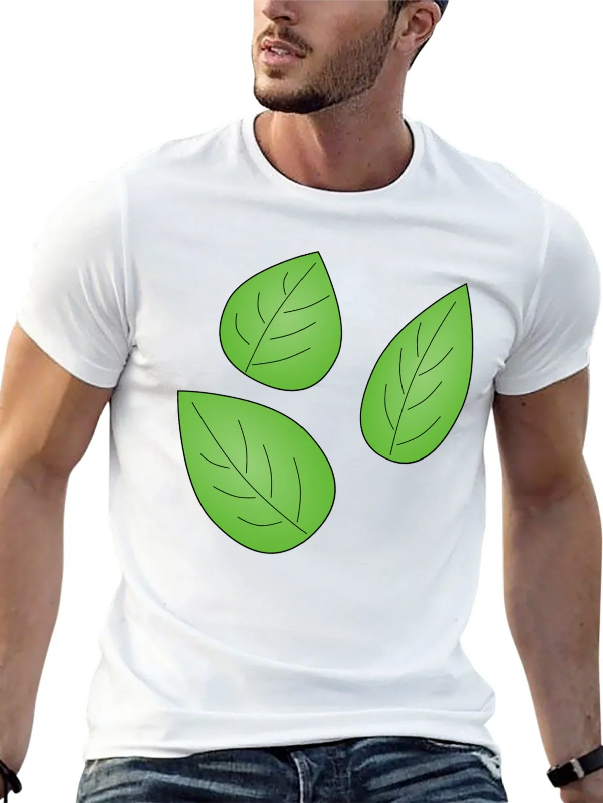 Leaf Pattern Black T-Shirt