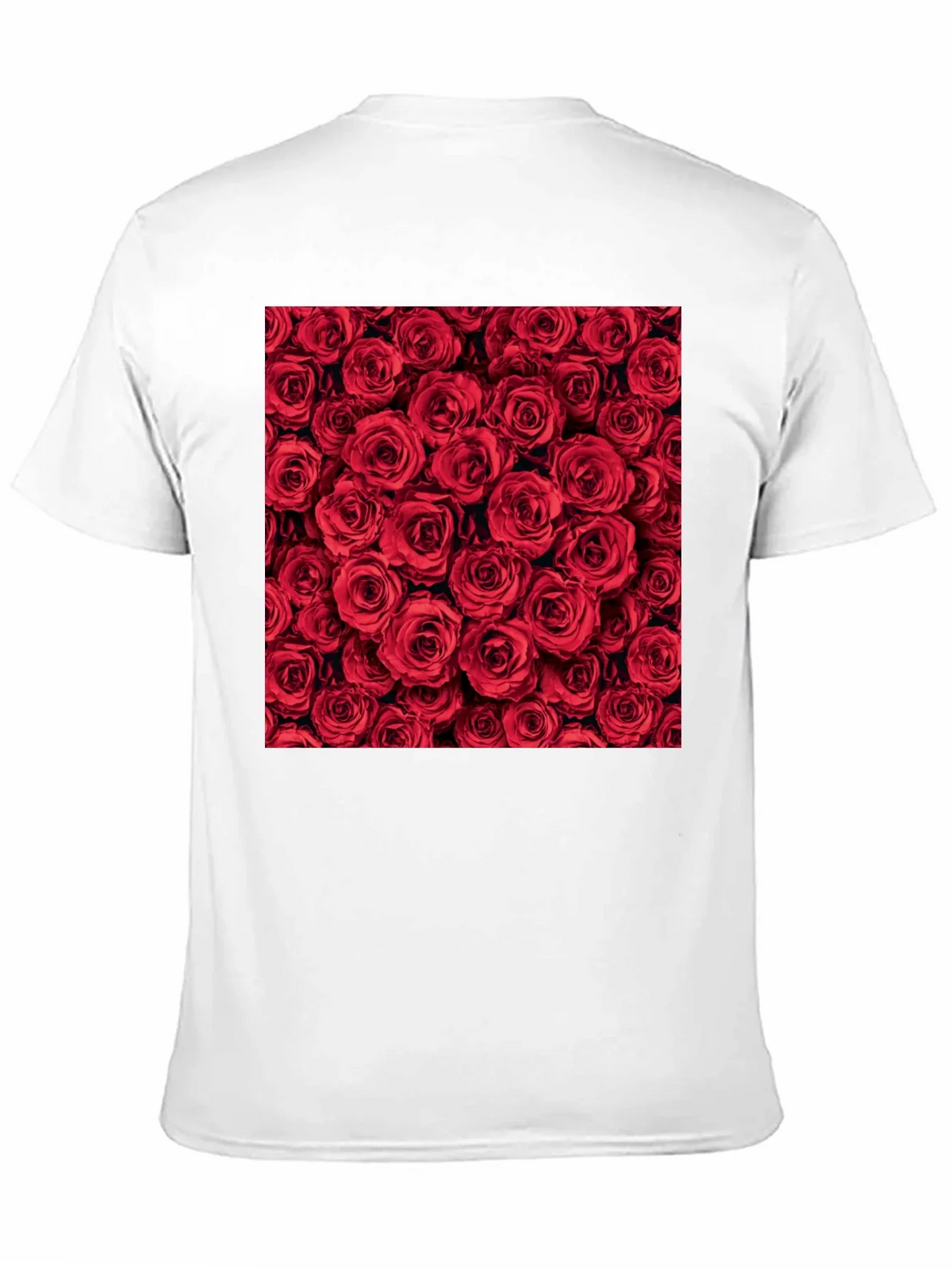 Red Roses Floral Print Crew Neck T-Shirt