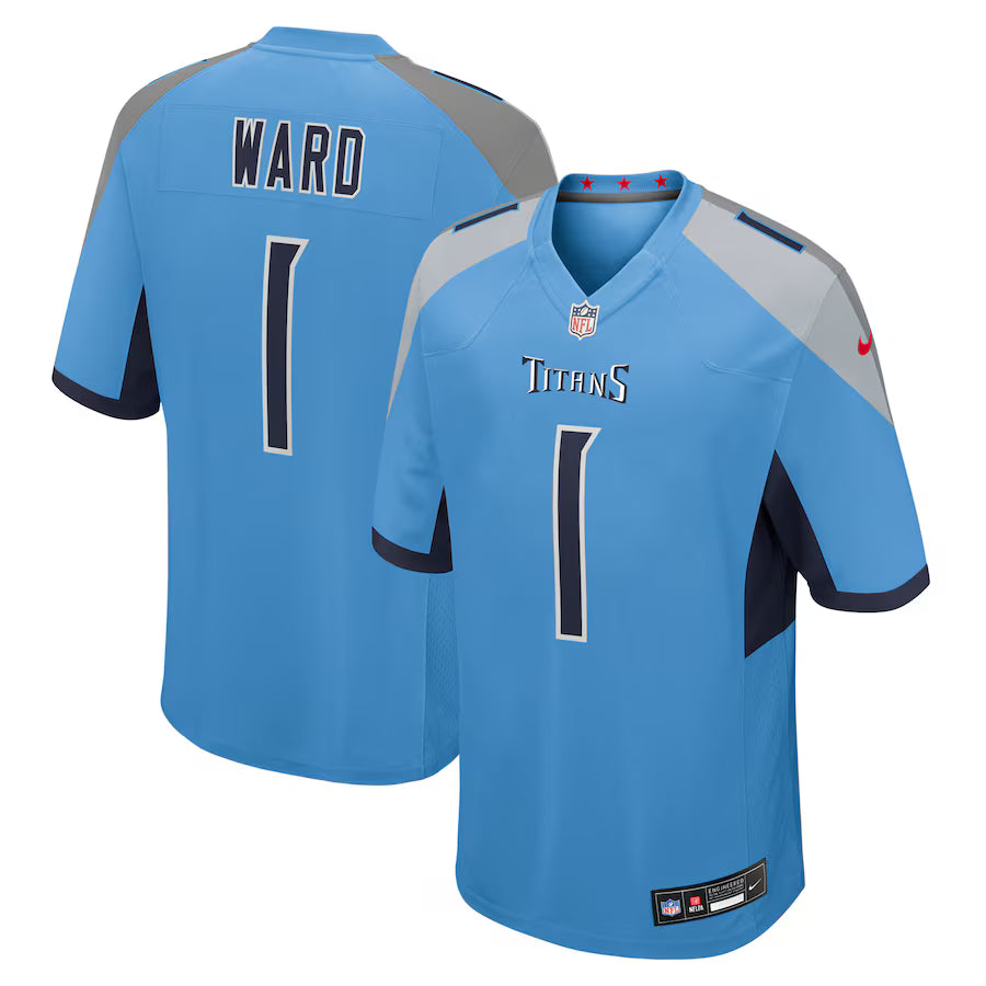Cameron Ward Tennessee Titans 2025  Draft First Round Pick Jersey - Light Blue