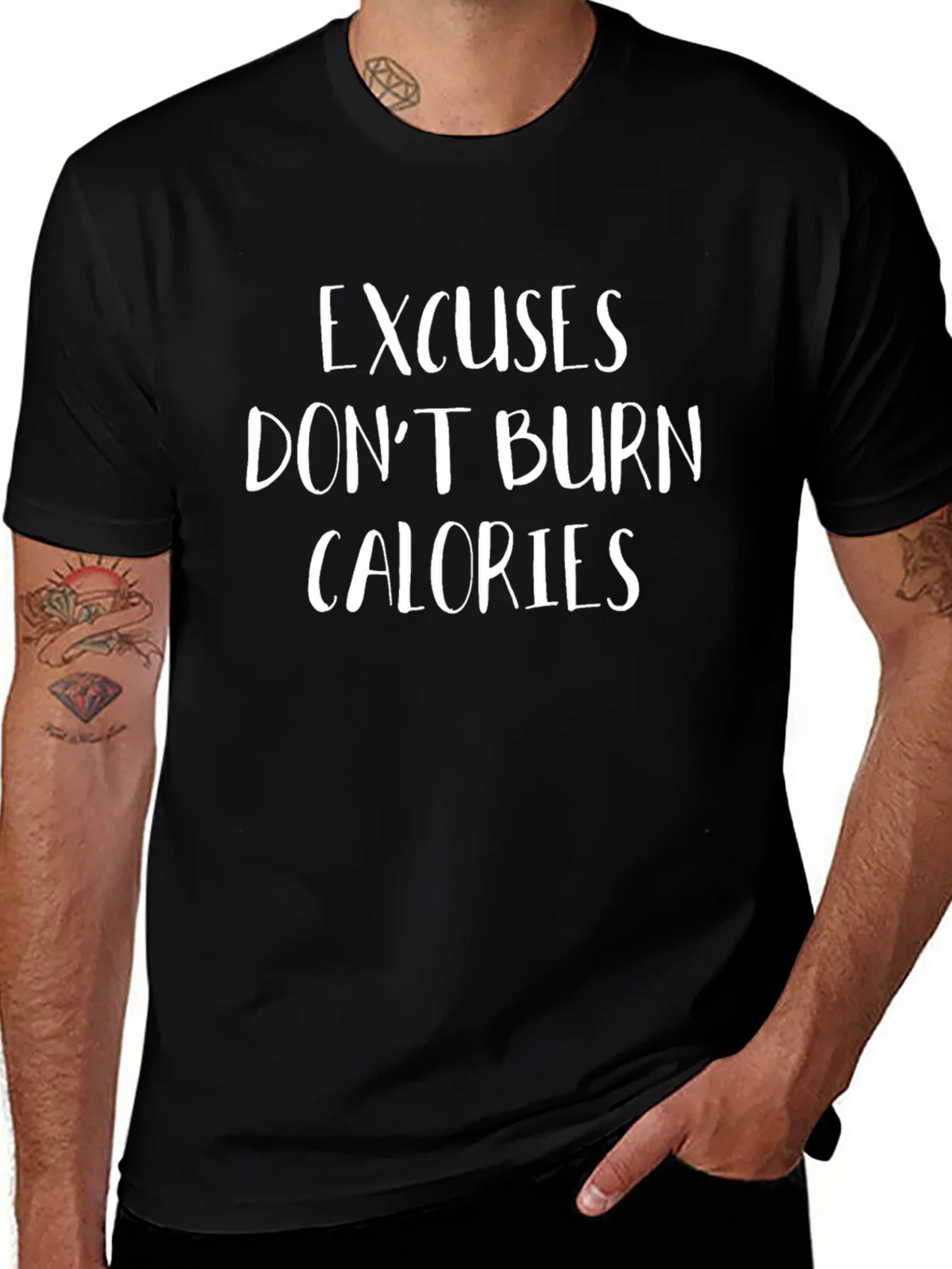 Excuses Dont Burn Calories Graphic Tee - Black
