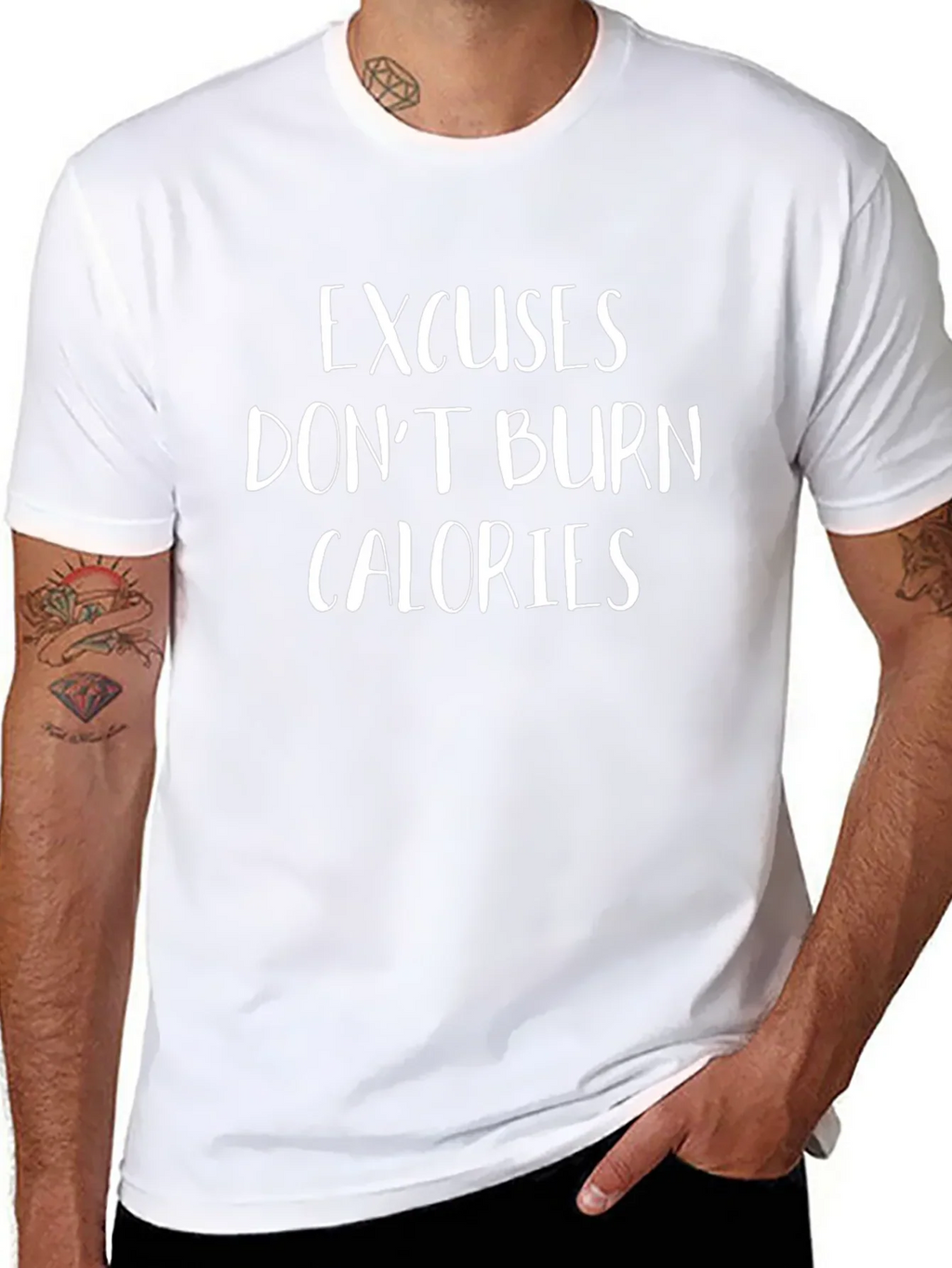Excuses Dont Burn Calories Graphic Tee - Black