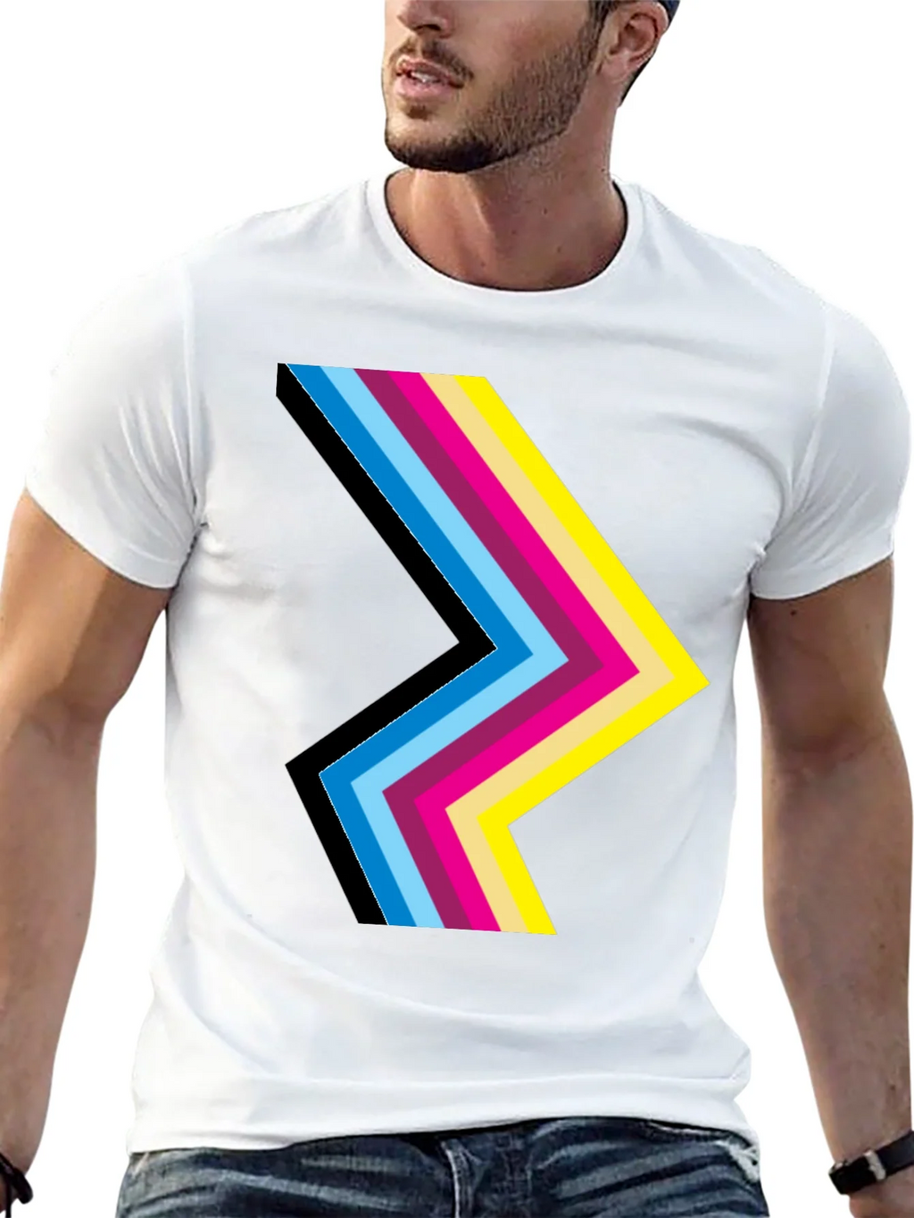 Retro Chevron Graphic Black T-Shirt