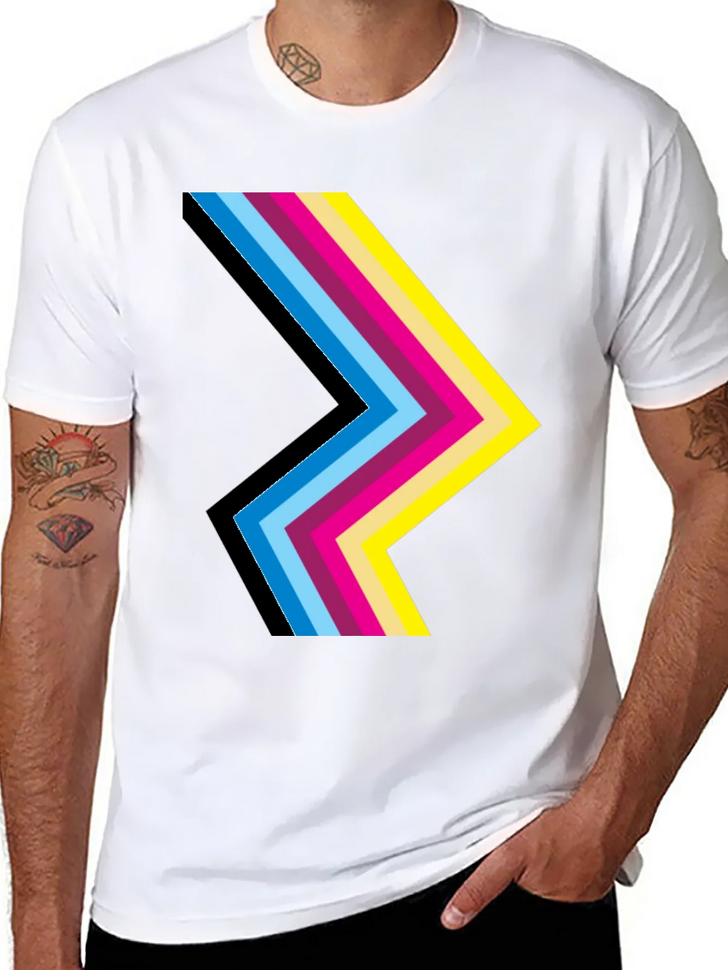 Retro Chevron Graphic Black T-Shirt