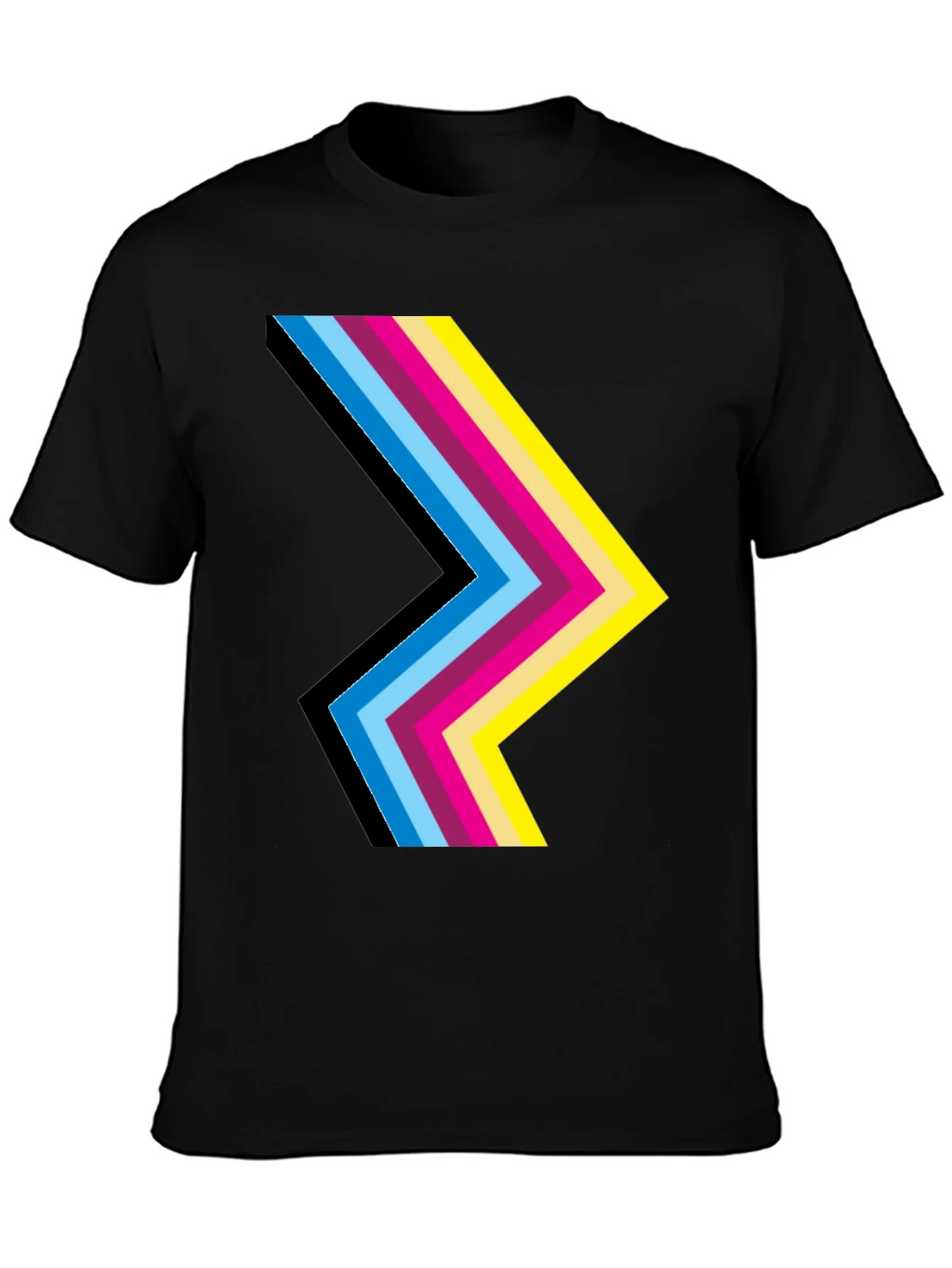 Retro Chevron Graphic Black T-Shirt