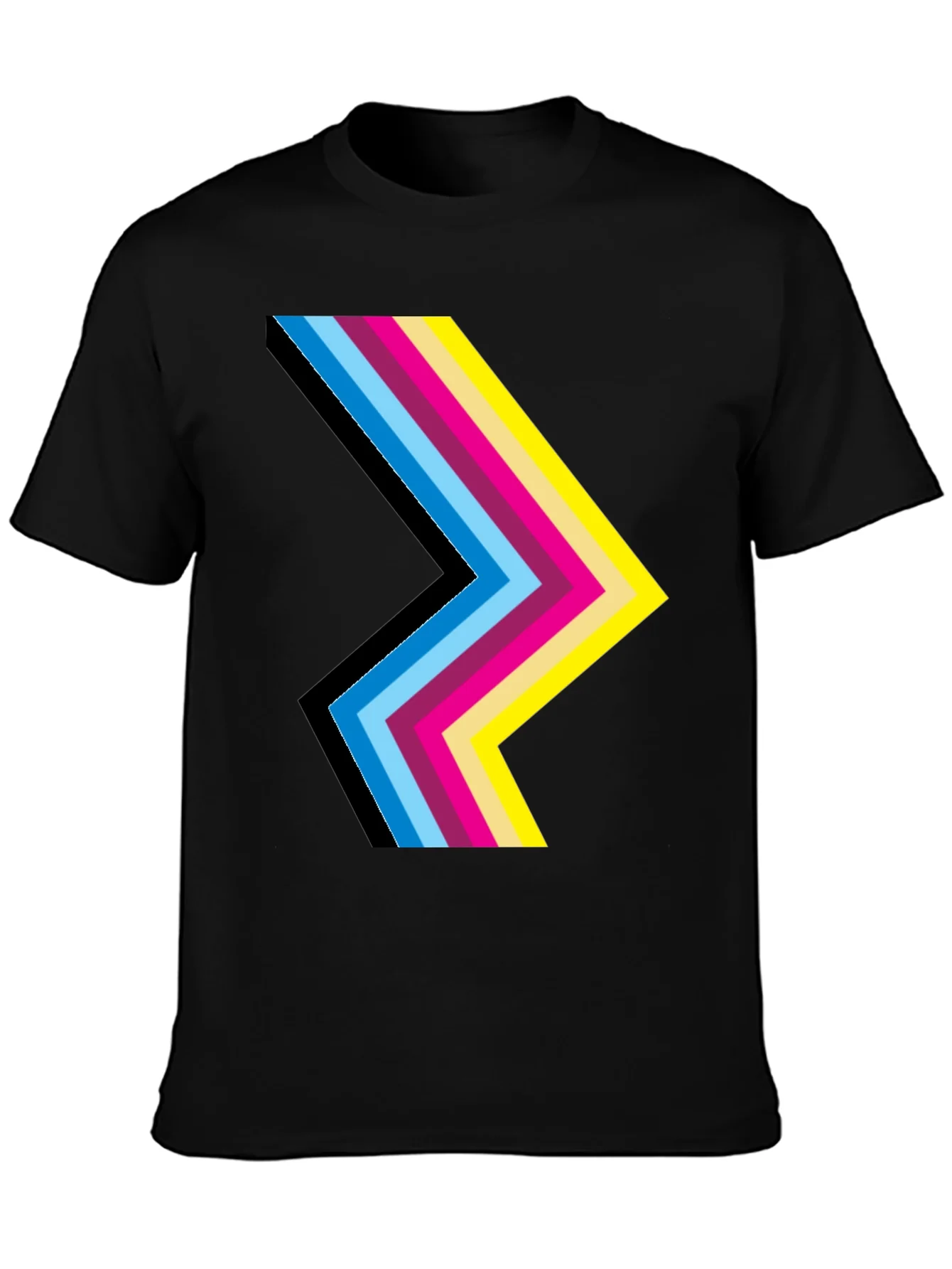 Retro Chevron Graphic Black T-Shirt