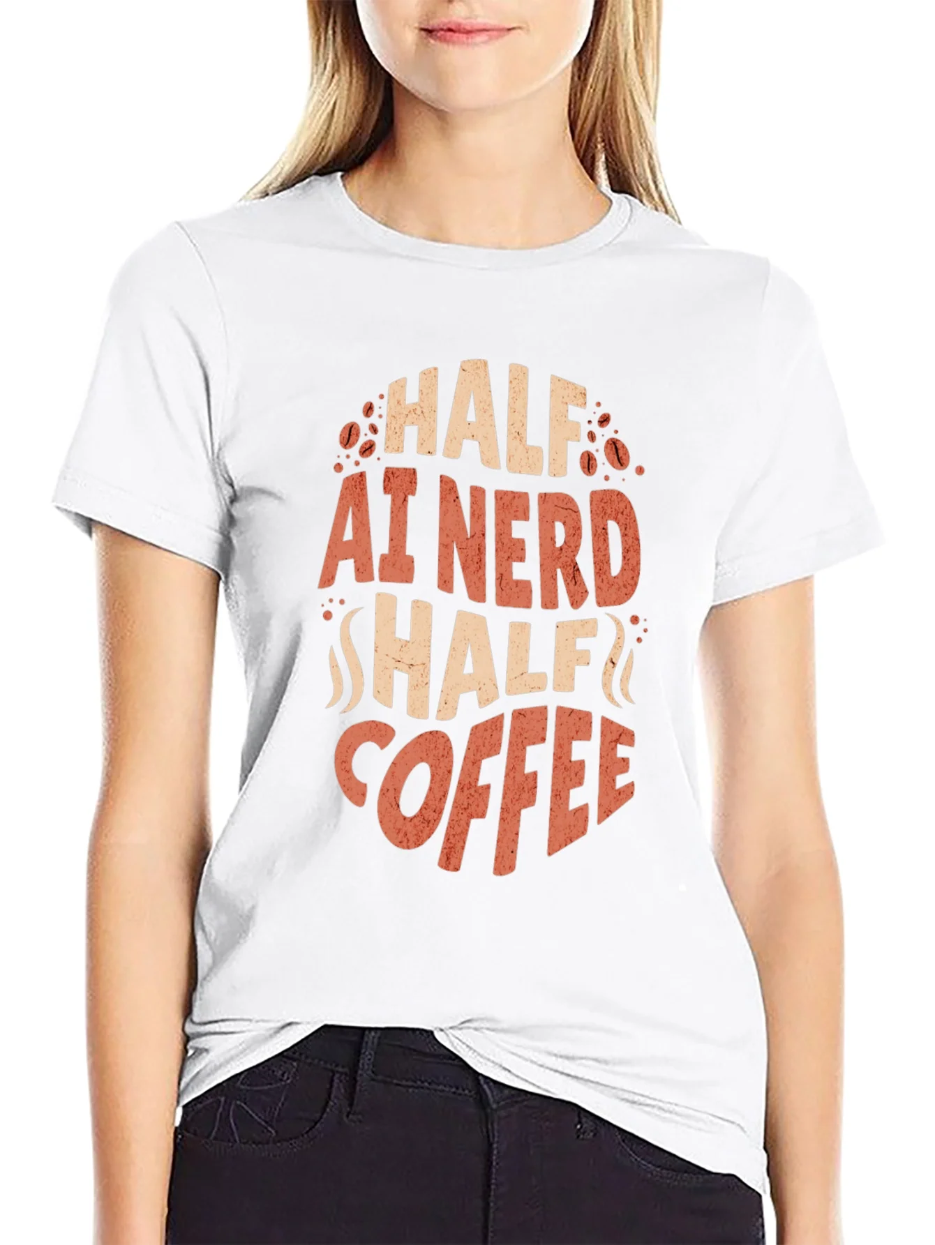 Half AI Nerd Half Coffee T-Shirt - Black