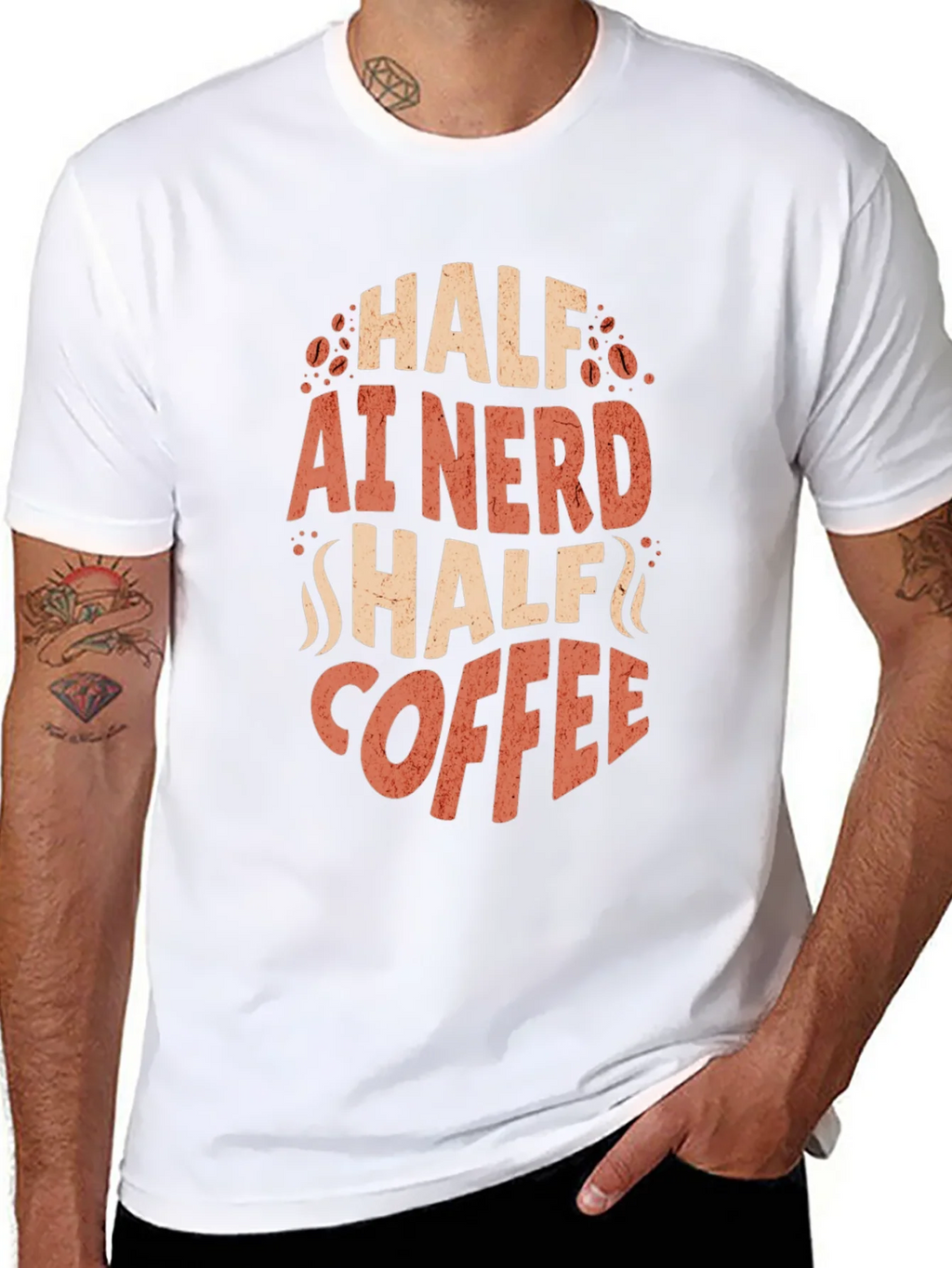 Half AI Nerd Half Coffee T-Shirt - Black