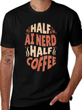 Half AI Nerd Half Coffee T-Shirt - Black