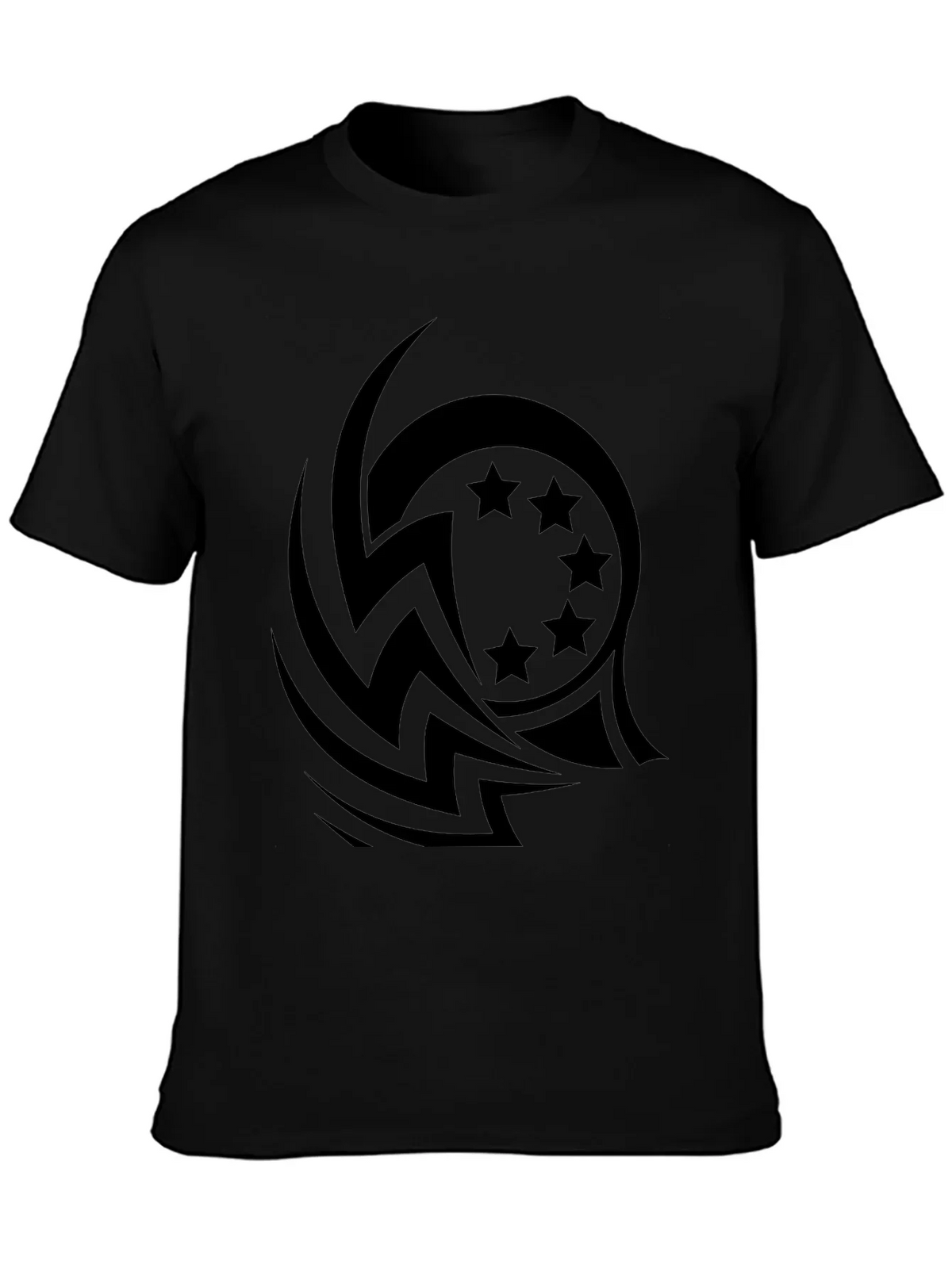 Stylish Black Tee with Tribal Star Design
