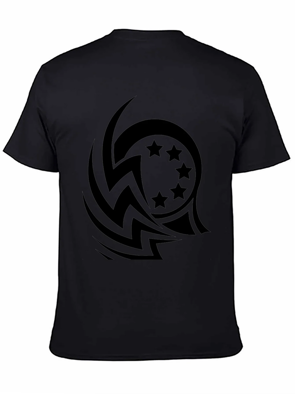 Stylish Black Tee with Tribal Star Design