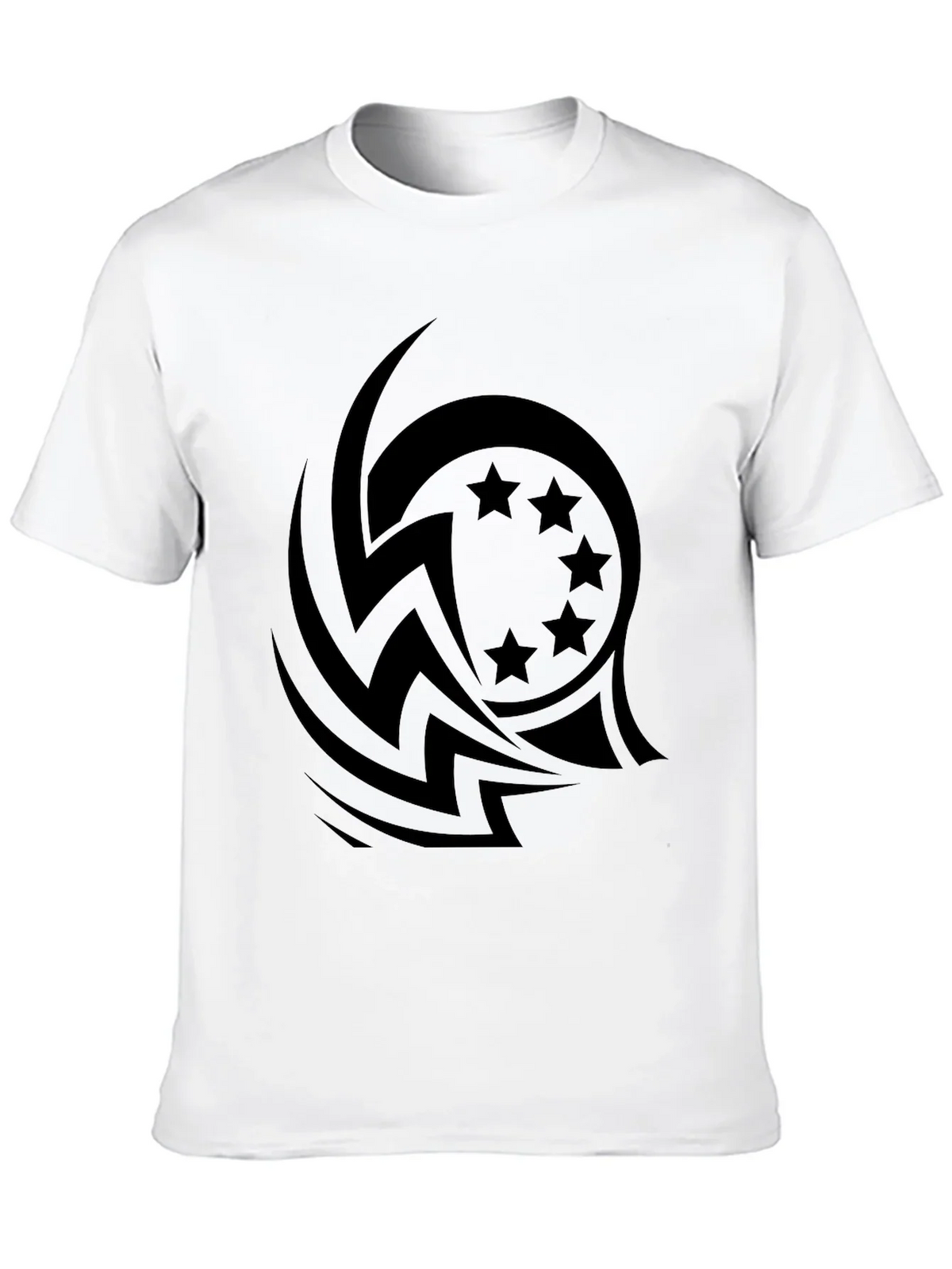 Stylish Black Tee with Tribal Star Design