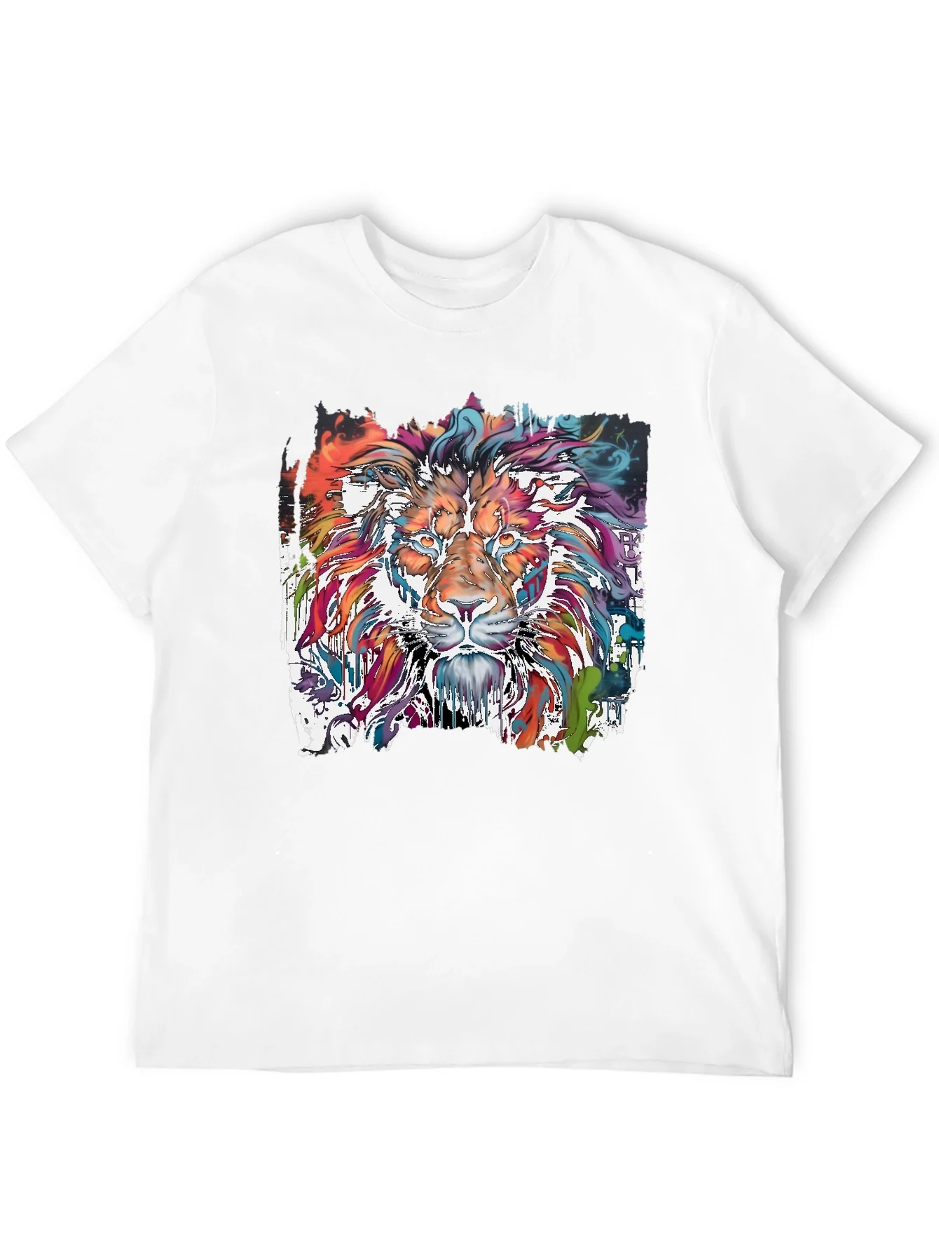Vibrant Lion Graphic Tee - Stylish Mens T-Shirt