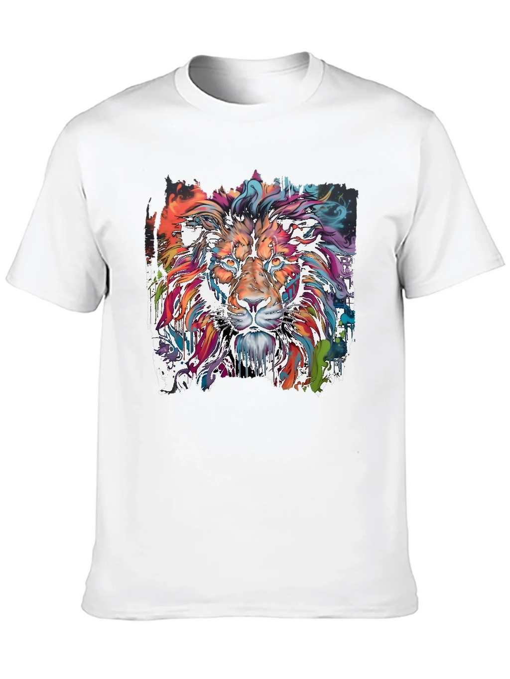 Vibrant Lion Graphic Tee - Stylish Mens T-Shirt
