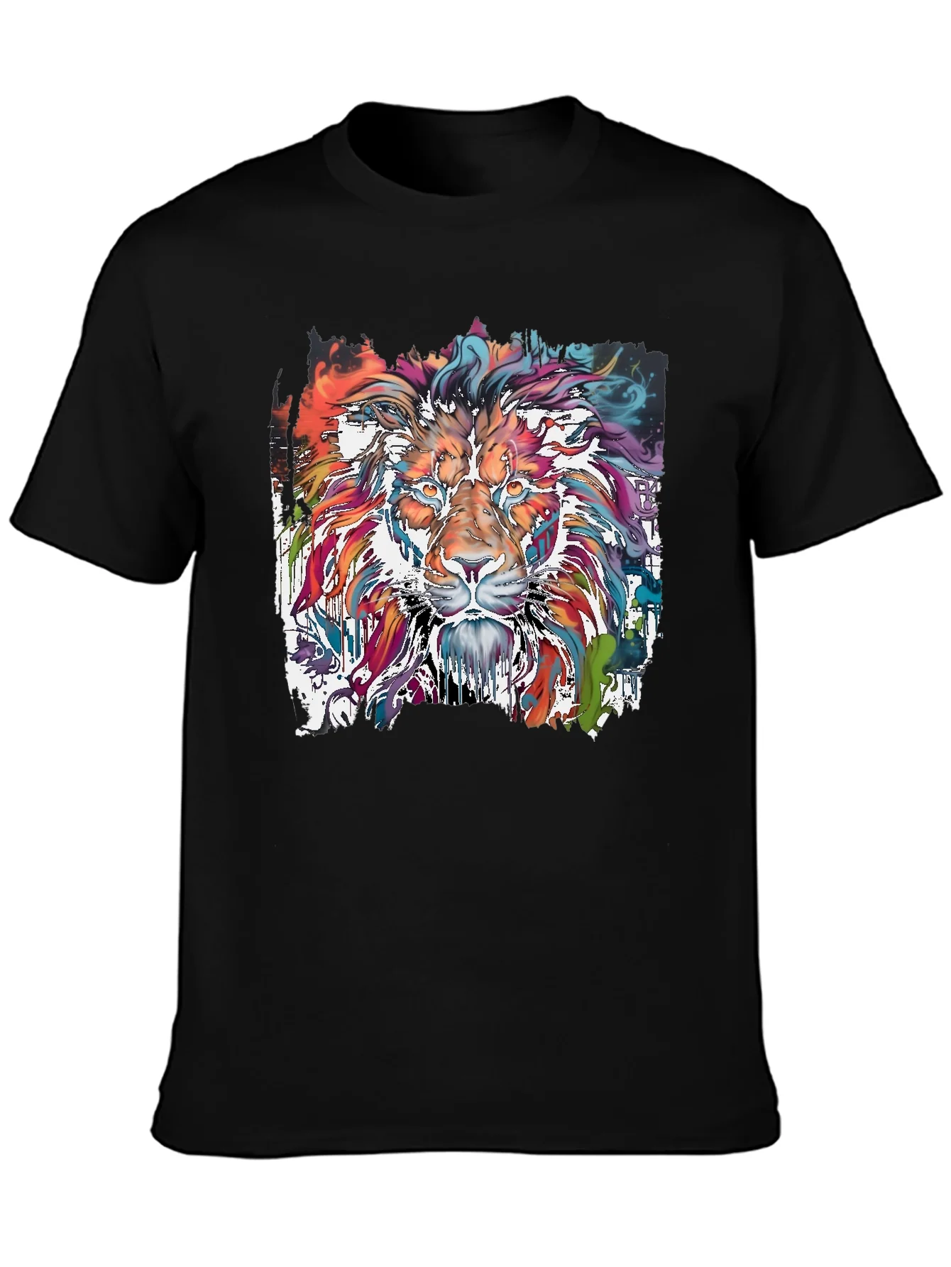 Vibrant Lion Graphic Tee - Stylish Mens T-Shirt