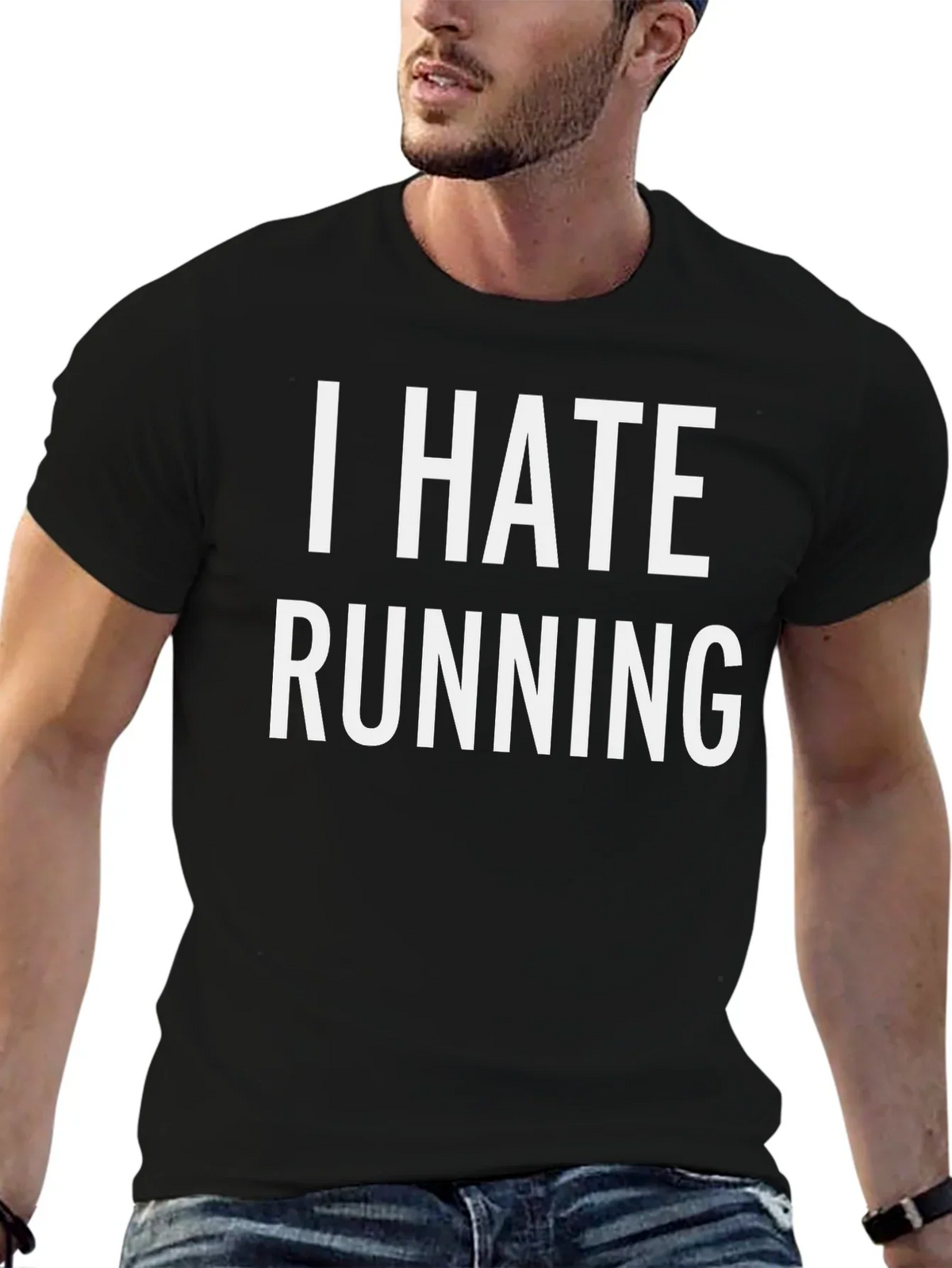 I Hate Running Black Graphic T-Shirt