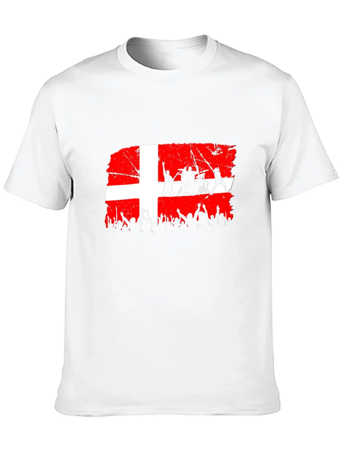 Denmark Flag Rock Band Concert Black T-Shirt