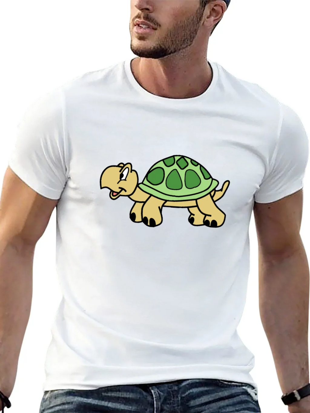 Cartoon Turtle Graphic Black T-Shirt