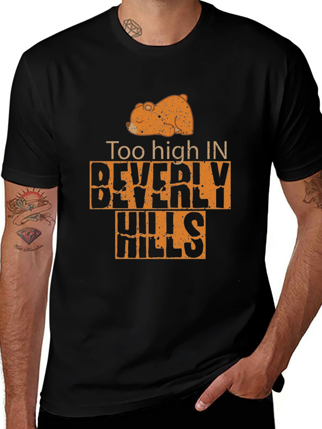 Too High in Beverly Hills Mens Black T-Shirt