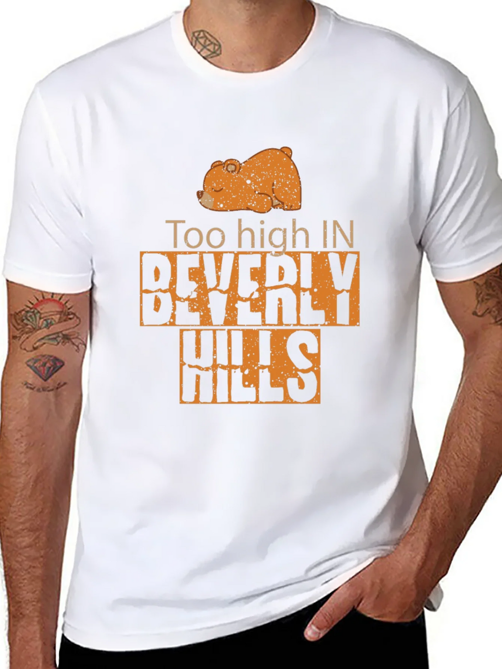 Too High in Beverly Hills Mens Black T-Shirt