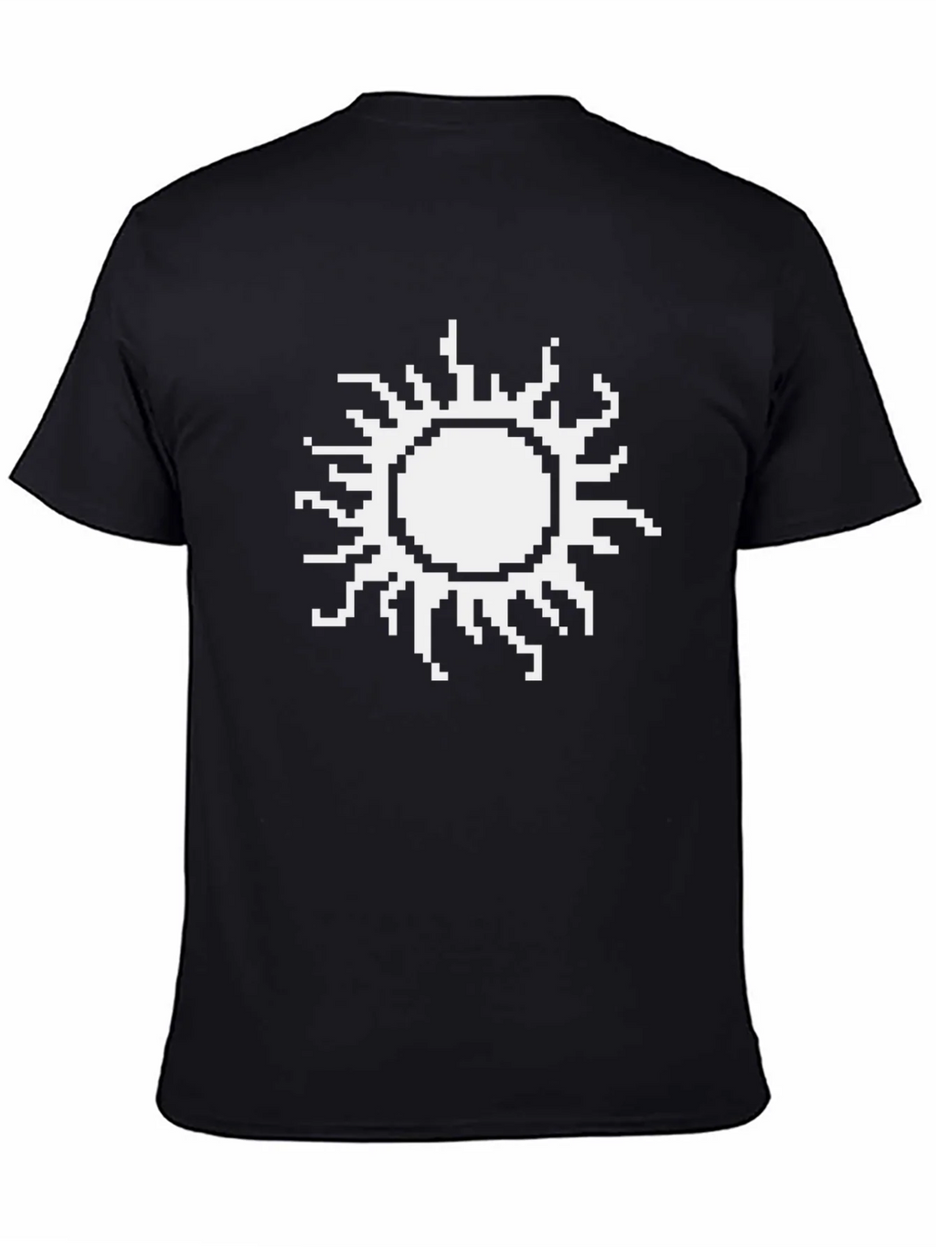 Pixel Sun Graphic Tee - Black Cotton T-Shirt