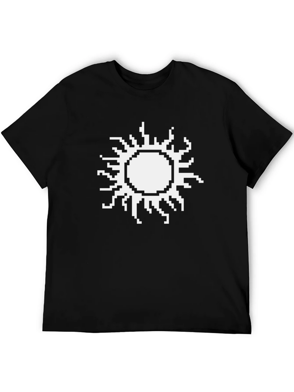 Pixel Sun Graphic Tee - Black Cotton T-Shirt